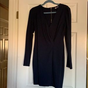Long sleeve navy blue dress